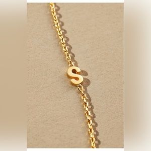Anthropologie 14 k gold plated monogram chain necklace letter S